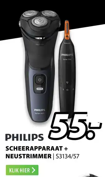 Expert PHILIPS SCHEERAPPARAAT + NEUSTRIMMER | S3134/57 aanbieding