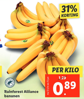 Lidl Rainforest Alliance bananen aanbieding