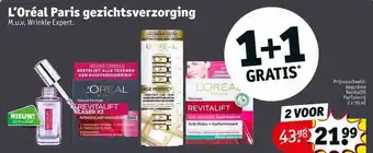 Kruidvat L'Oréal Paris Gezichtsverzorging 1+1 Gratis aanbieding