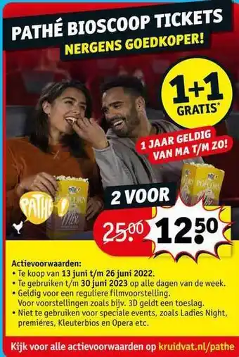 Kruidvat Pathé Bioscoop Tickets 1+1 Gratis aanbieding