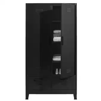Leen Bakker Kledingkast 2-deurs Locker - antraciet - 185x100x50 cm aanbieding