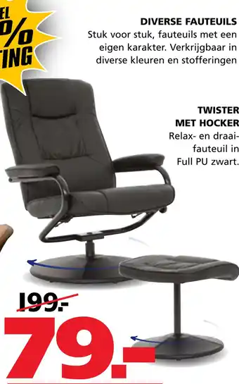 Seats and Sofas Twister met hocker aanbieding