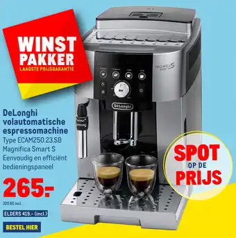 Makro DeLonghi volautomatische espressomachine Type ECAM250.23.SB aanbieding