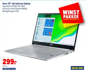 Makro Acer 14" ultradunne laptop aanbieding