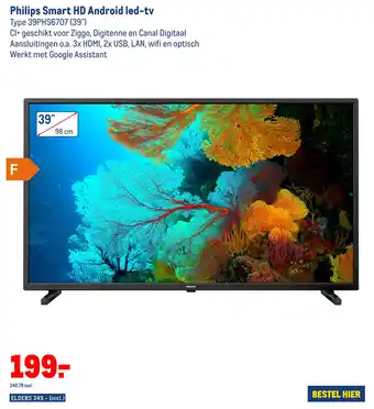 Makro Philips Smart HD Android led-tv Type 39PHS6707 (39") aanbieding