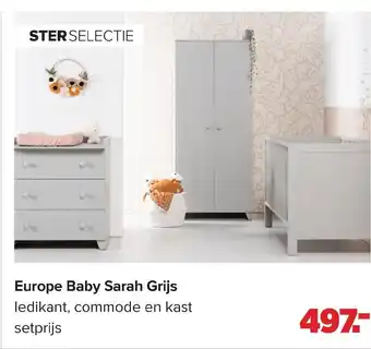 Baby-Dump Europe Baby Sarah Grijs ledikant, commode en kast aanbieding