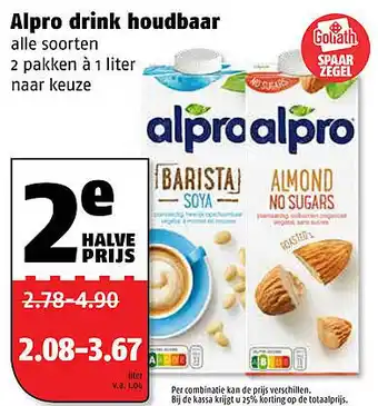 Poiesz Alpro drink houdbaar 1 liter aanbieding