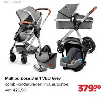 Baby-Dump Kinderkraft Multipurpose 3 in 1 VEO Grey aanbieding