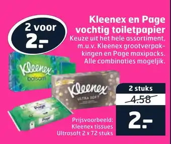 Trekpleister Kleenex en page vochtig toiletpapier aanbieding