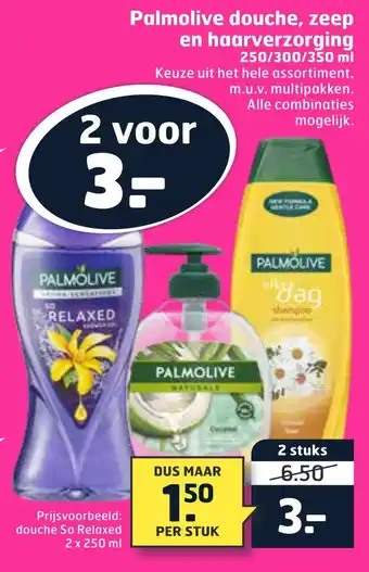 Trekpleister Palmolive douche, zeep en haarverzorging 250/300/350 ml aanbieding