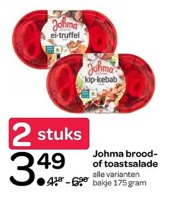 Spar Johma brood- of toastsalade 175 gram aanbieding