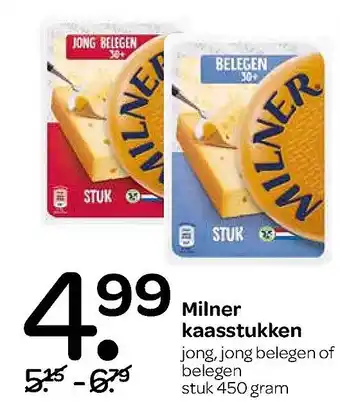 Spar Milner kaasstukken 450 gram aanbieding