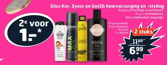 Trekpleister Gliss Kur, Syoss en Got2b haarverzorging en -styling aanbieding