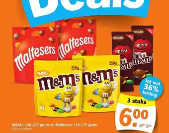 Albert Heijn M&M's 200-275 Gram En Maltesers 159-175 Gram Tot Wel 36% Korting aanbieding