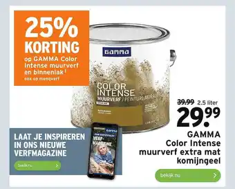 GAMMA Gamma Color Intense Muurverf Extra Mat Komijngeel 25% Korting aanbieding