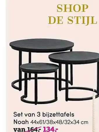 Leen Bakker Set Van 3 Bijzettafels Noah aanbieding