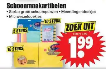 Dirk Schoonmaakartikelen : Sorbo Grote Schuursponzen, Meerdingendoekjes Of Microvezeldoekjes aanbieding