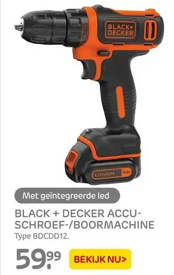 Praxis Black + Decker Accuschroef--Boormachine BDCDD12 aanbieding