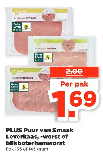 PLUS PLUS Puur van Smaak Leverkaas, -worst of blikboterhamworst aanbieding