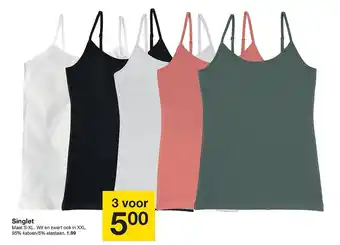 Zeeman Singlet maat s-xl. wit en zwart ook in xxl 95% katoen/5% elastaan. 1.99 3voor aanbieding