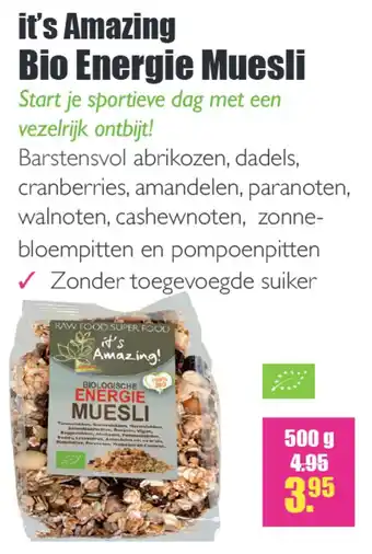 Gezond & Wel It's amazing bio energie muesli 500g aanbieding