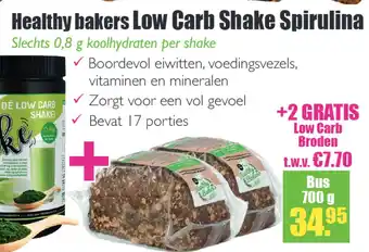 Gezond & Wel Healthy bakers low carb shake spirulina slechts 0,8 koolhydraten per shake 700g aanbieding