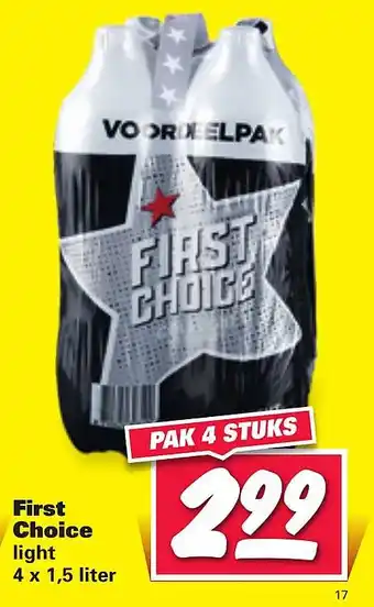 Nettorama First choice light 4x1,5 liter aanbieding