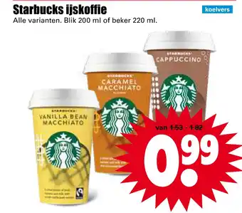 Dirk Starbucks ijskoffie alle varianten. blik 200 ml beker 220 aanbieding