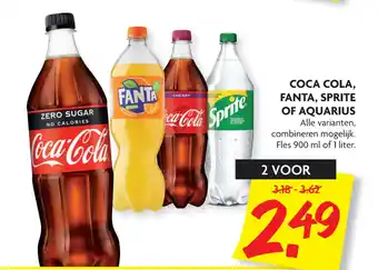 Dekamarkt Coca Cola, fanta, sprite of aquarius 900 ml aanbieding