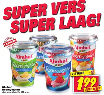 Nettorama Almhof roomyoghurt 2x500 gram aanbieding