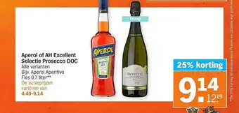 Albert Heijn Aperol of aH excellent selectie prosecco doc aanbieding