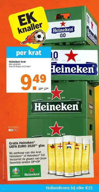 Albert Heijn Heineken krat 0.3 liters aanbieding