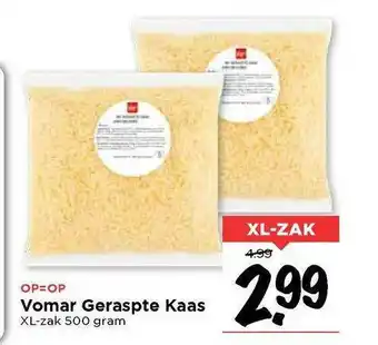 Vomar Voordeelmarkt Vomar geraspte kaas xl-zak 500 gram aanbieding