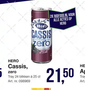 Bidfood Hero Cassis, zero 24 blikken a 25 cl aanbieding