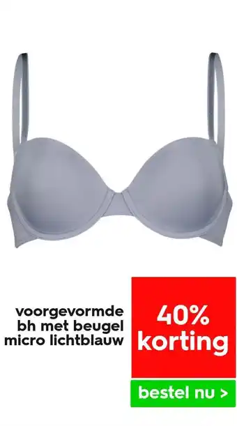 HEMA voorgevormde bh met beugel micro lichtblauw aanbieding