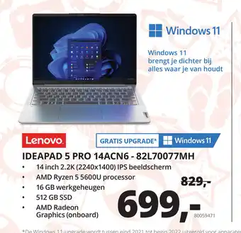 Paradigit Lenovo Ideapad 5 pro 14ACN6-82L70077MH 14 inch aanbieding