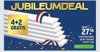 GAMMA Voordeelpak Plint Model Recht Wit 4+2 Gratis aanbieding