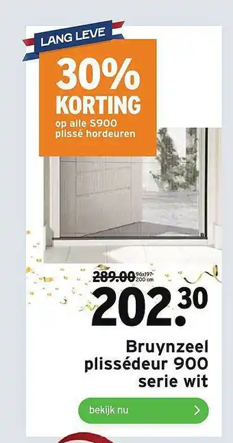 GAMMA Bruynzeel Plissédeur 900 Serie Wit 30% Korting aanbieding