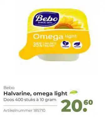 Bidfood Bebo Halvarine, omega light doos 400 stuks a 10 gram aanbieding