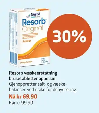 Apotek 1 Resorb væskeerstatning brusetabletter appelsin tilbud