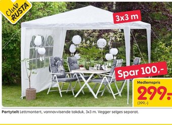 Rusta Partytelt tilbud