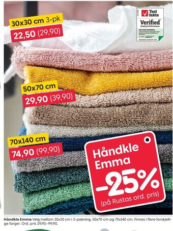 Rusta Håndkle Emma tilbud
