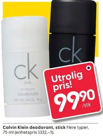 Rusta Calvin Klein deodorant stick tilbud