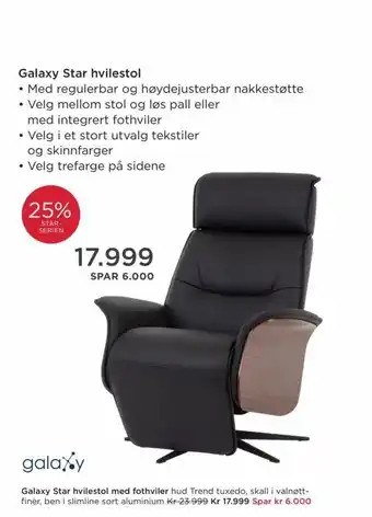 Møbelringen Galaxy Star hvillestol med fothviler tilbud