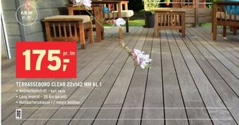 Montér Terrassebord Clear 22x142 MM KL 1 tilbud