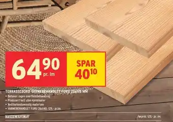 Montér Terrassebord Varmebehandlet Furu 26 x115 MM tilbud