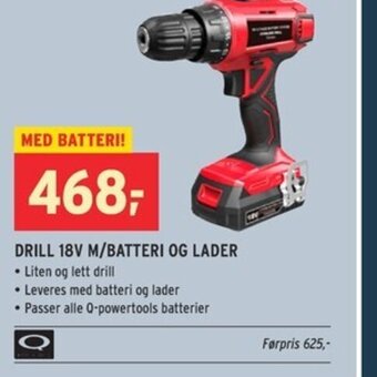 Montér Drill 18V M/Batteri Og Lader tilbud
