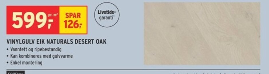 Montér Vinylgulv Eik Naturals Desert Oak tilbud