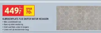 Montér Kjøkkenplate Flis Skifer Natur Hexagon tilbud
