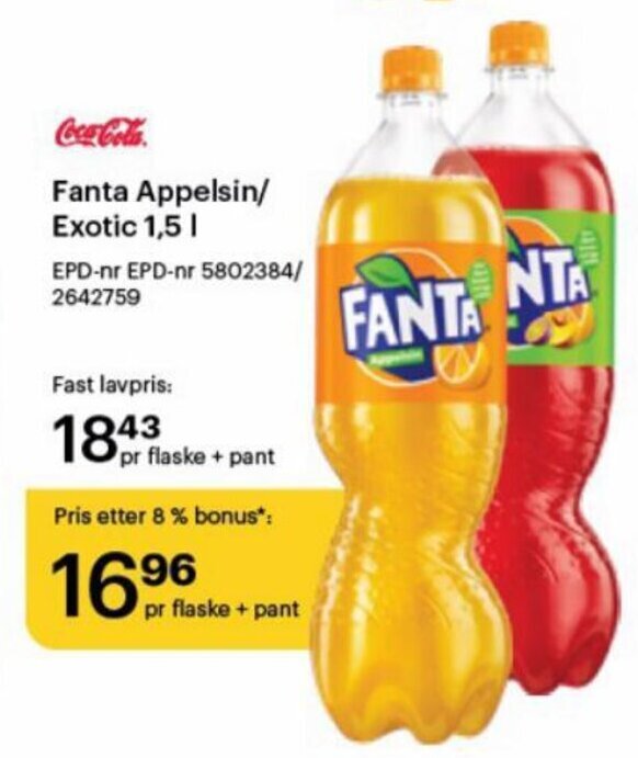 Storcash Fanta Appelsin/Exotic 1,5L tilbud